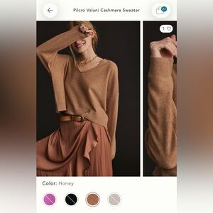 Anthropologie Cashmere Collection Brown V-Neck Sweater